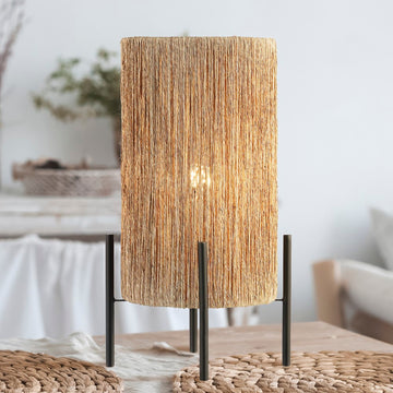 Kai 16.5" Coastal Minimalist Rattan LED Table Lamp - JONATHAN Y